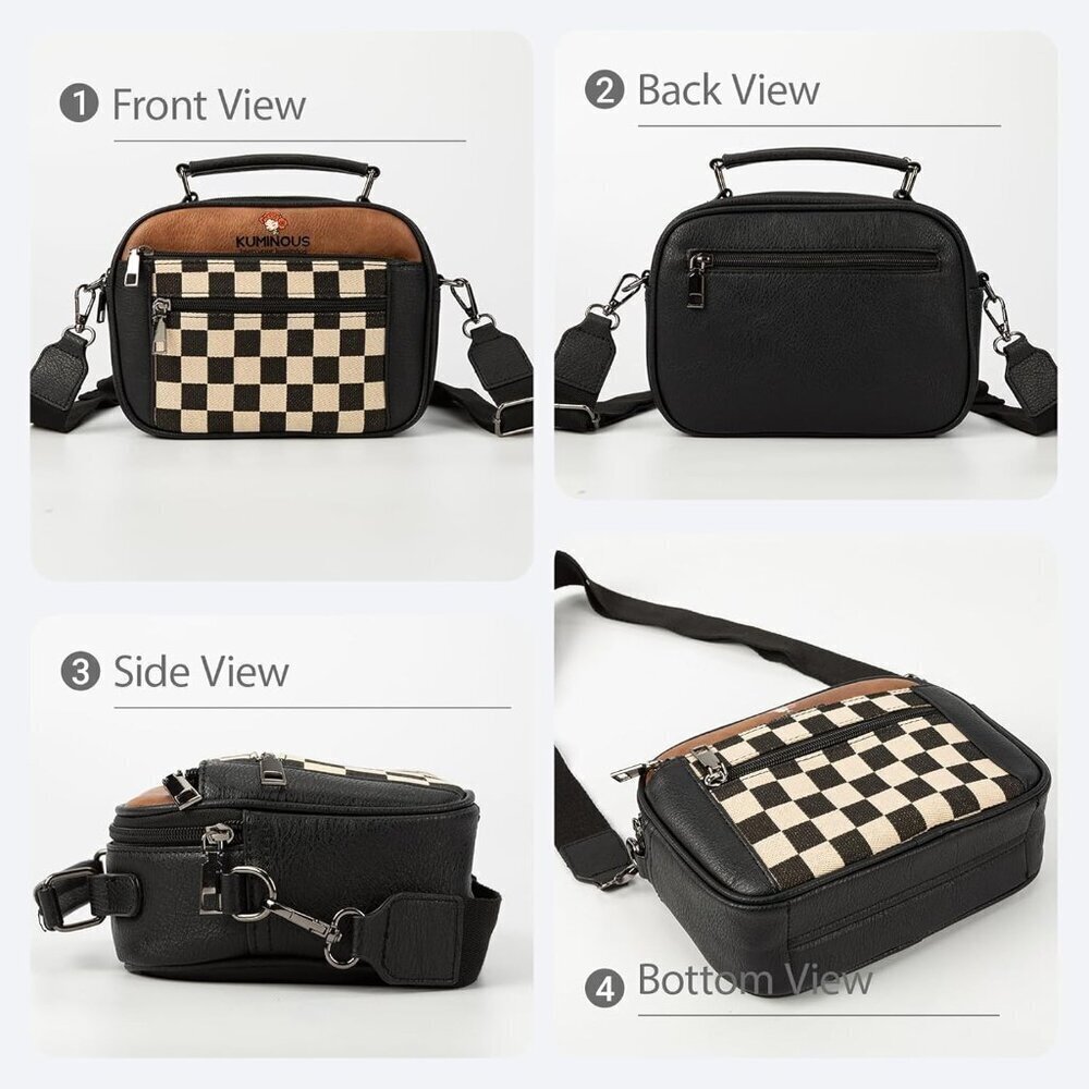 Leather Crossbody Bag for Women Vegan Purses Small Adjustable Strap - Picture 7 of 7